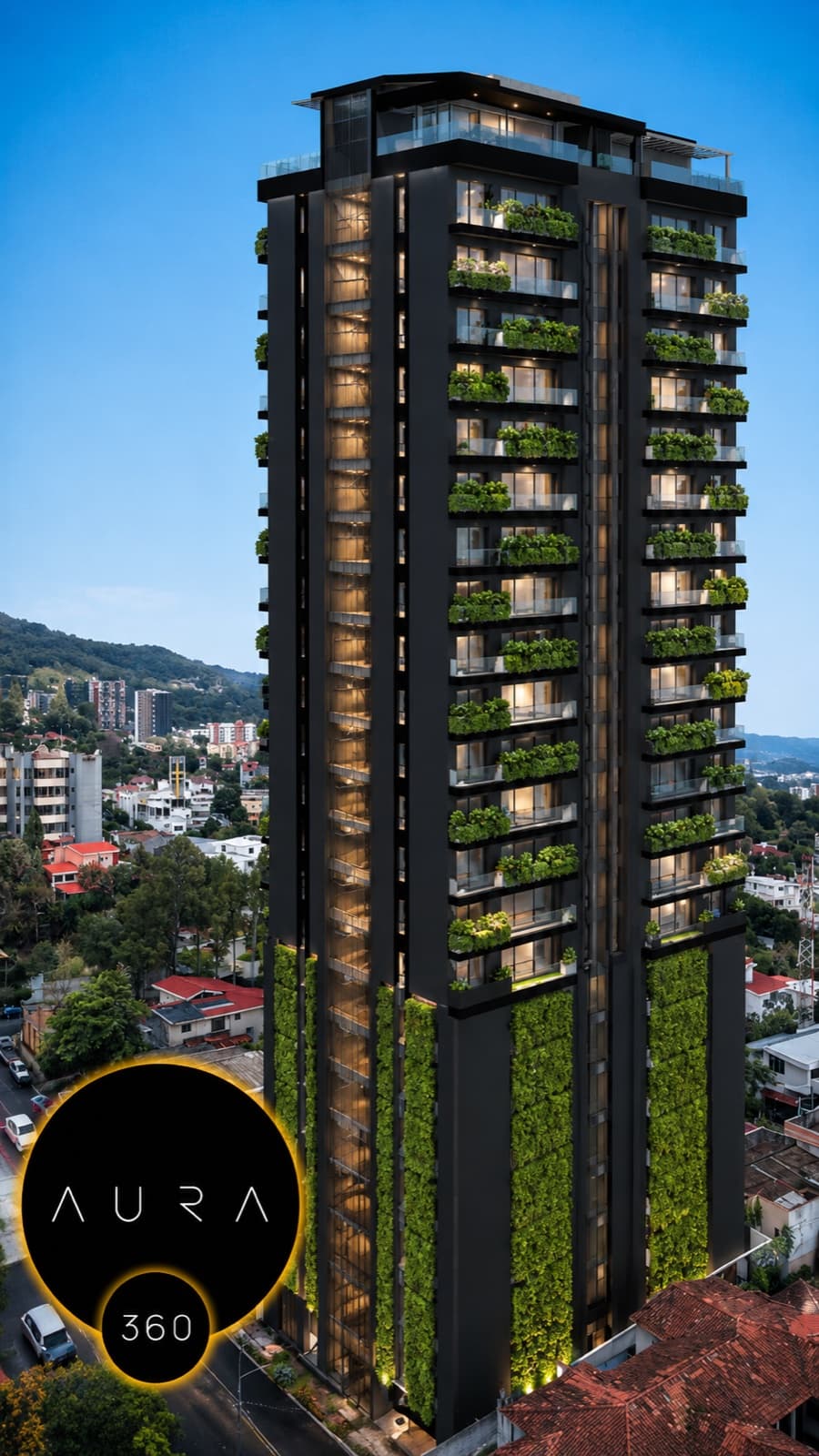 Render oficial de Aura 360 en Colonia Escalón, San Salvador